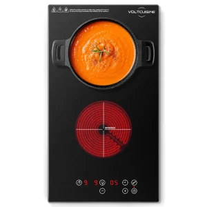 VoltCuisine Induction Cooktop 2 Burner, Shatter-proof Flat Glass Top
